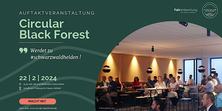 Circular Black Forest - Auftaktveranstaltung Freiburg am 22. Februar 2024 ab 15:30h im Schaltwerk im Hause JobRad in Freiburg